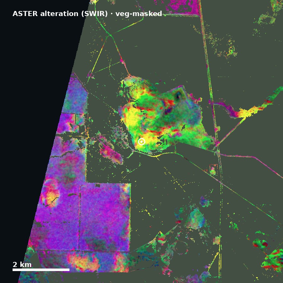 ASTER SWIR alteration-mineral composite over the asset