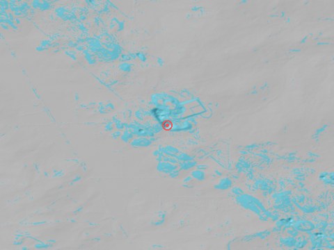 DEM hillshade with lineaments over the asset