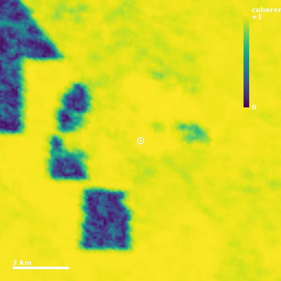 InSAR coherence over the asset
