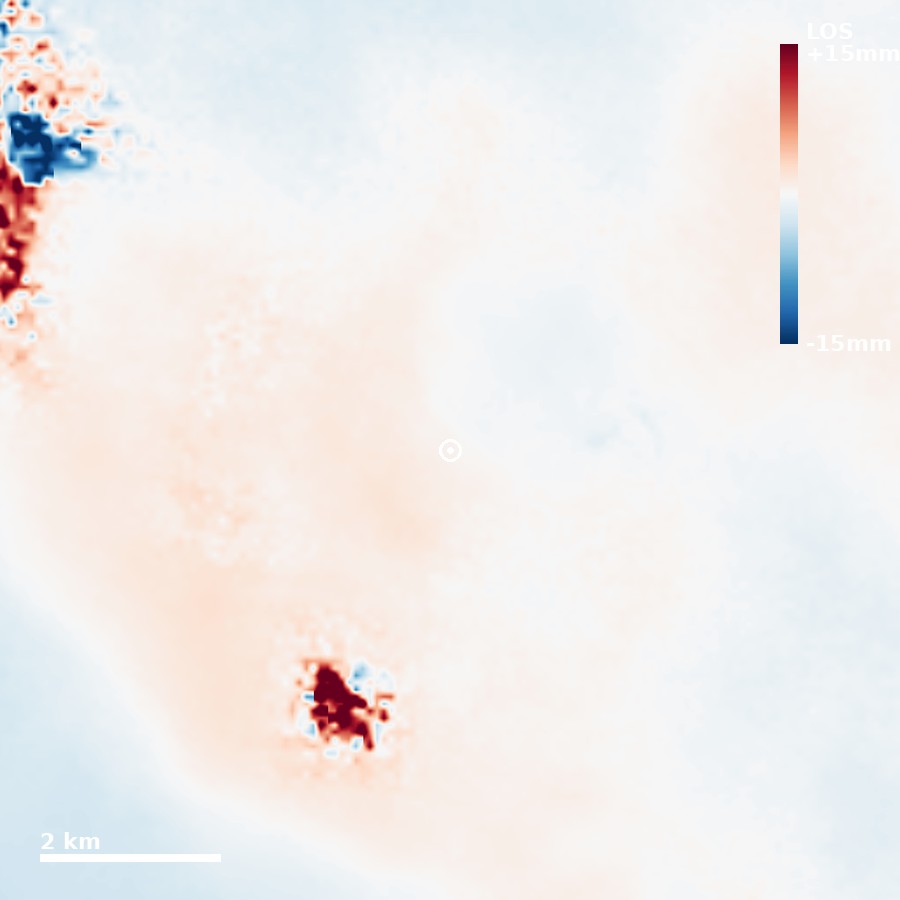 InSAR line-of-sight displacement over the asset