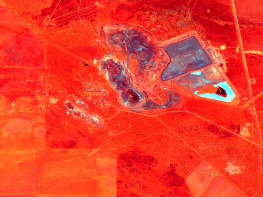 Iron-oxide false-colour composite over the asset
